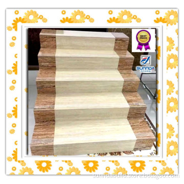 marble glazed finish stair tiles,ceramic anti slip stepping stairs flooring tiles